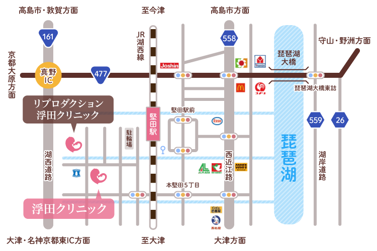 リプロダクション浮田クリニックへの地図